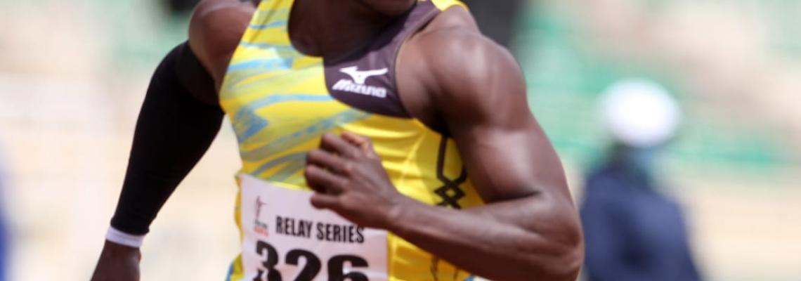 Ferdinard during the second leg of Athletics Kenya Relays Series 