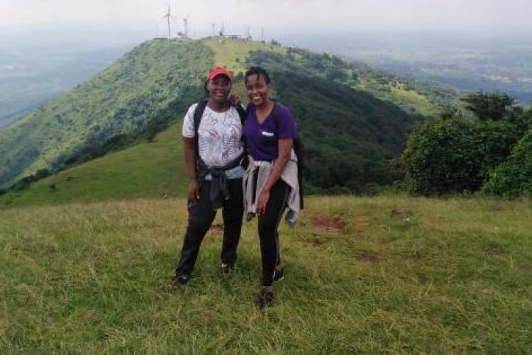 JUDITH FROM SPORTS AND JANET FROM PHYSICAL EDUCATION DEPARTMENTHIKING AT THE NGONG HILLS
