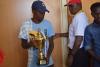 Table tennis captain with the trophy